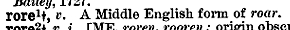 "rore" (1) in the Century Dictionary