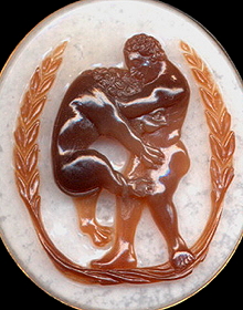 Hercules and Nemean Lion cameo done with sardonyx