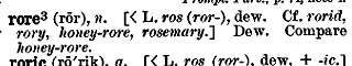 "rore" (3) in the Century Dictionary