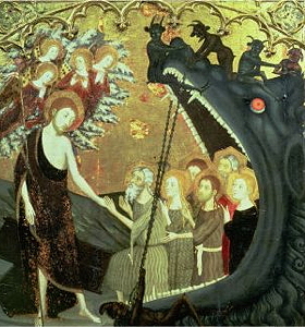 Jesus's "harrowing of Hell," showing Hellmouth