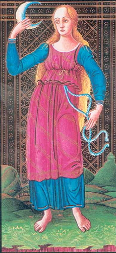 the Moon card in the Visconti-Sforza tarot deck
