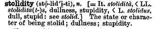 "stolidity" in the Century Dictionary