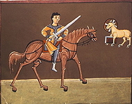 the rider on the red horse